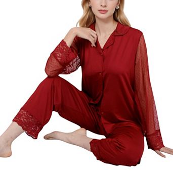Women's Lace Detail 2 pc Sleepwear Set with Soft Fabric and Relaxed Fit