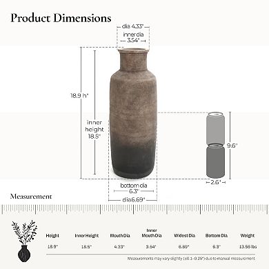 LuxenHome Brown Ombre Terracotta Narrow 19 Inch Tall Vase