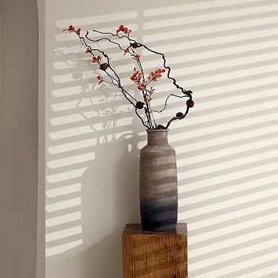 LuxenHome Brown Ombre Terracotta Narrow 19 Inch Tall Vase