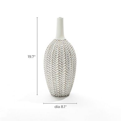 LuxenHome Modern Geometric Pattern Polyresin 19.7-Inch Tall Trumpet Vase
