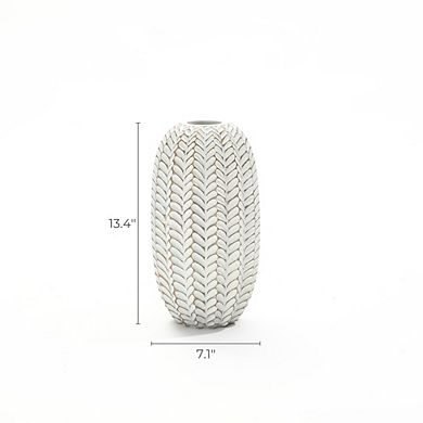 Modern Geometric Pattern Polyresin 13.4-Inch Tall Cylinder Vase