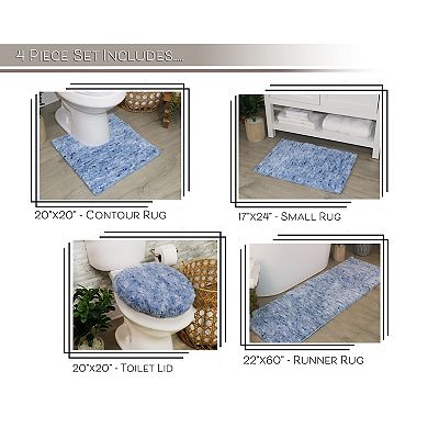 Home Weavers 100% Microfiber Bathroom Cloud Comfort Rug, Thick Plush Rugs for Shower 4Pcs