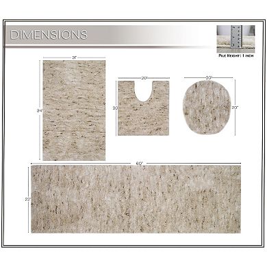 Home Weavers 100% Microfiber Bathroom Cloud Comfort Rug, Thick Plush Rugs for Shower 4Pcs