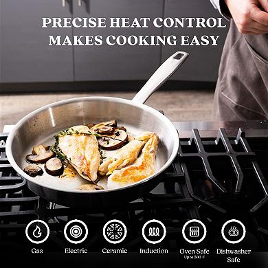Alva Maestro 5 Ply Stainless Steel Frying Pan Durable Induction Pan Non Toxic Stay Cool Handle