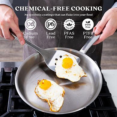 Alva Maestro 5 Ply Stainless Steel Frying Pan Durable Induction Pan Non Toxic Stay Cool Handle
