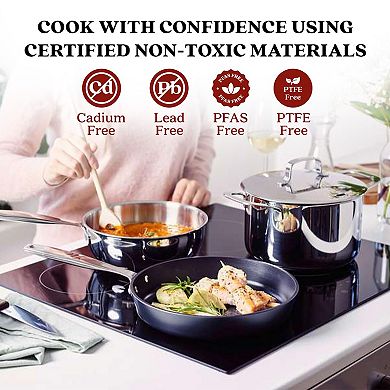 Alva Maestro 3-Piece Ceramic Nonstick Frying Pan Set Skillet Cookware All Stovetop & Oven Safe