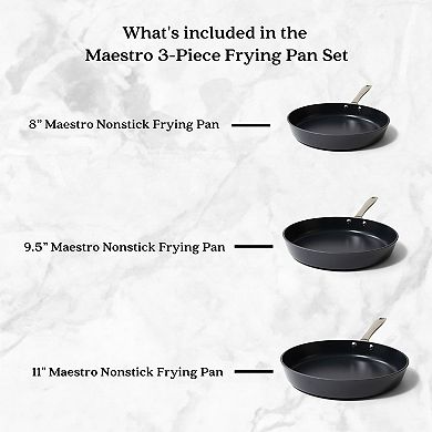 Alva Maestro 3-Piece Ceramic Nonstick Frying Pan Set Skillet Cookware All Stovetop & Oven Safe