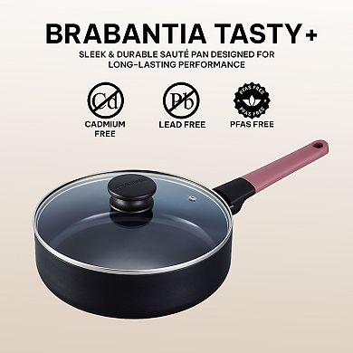 Brabantia Tasty+ Ceramic Nonstick Saute Pan Non Toxic Titanium Reinforced Ceramic Coating 9.5"