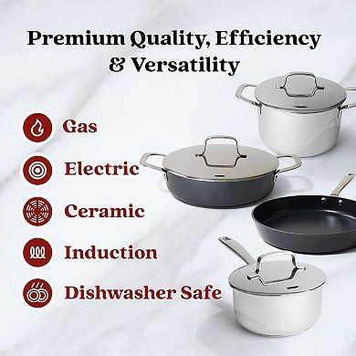 Alva Maestro 7-Piece Nonstick Cookware Set with Frying Pan, Stock Pot, Saucepan and Sauté Pan