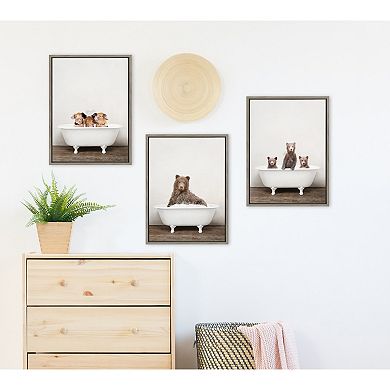 Sylvie Three Little Bears in Vintage Bathtub Framed Canvas by Amy Peterson Art Studio