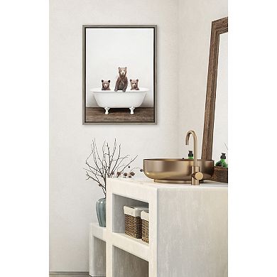 Sylvie Three Little Bears in Vintage Bathtub Framed Canvas by Amy Peterson Art Studio