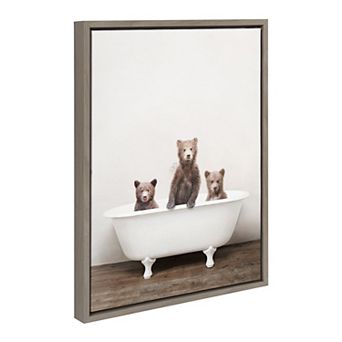 Sylvie Three Little Bears in Vintage Bathtub Framed Canvas by Amy Peterson Art Studio