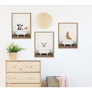 Sylvie Cow and Chicken in Rustic Bath Framed Canvas by Amy Peterson Art Studio