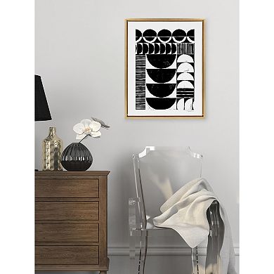 Sylvie Modern Circular Block Print Framed Canvas by Statement Goods