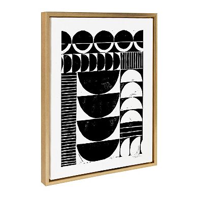Sylvie Modern Circular Block Print Framed Canvas by Statement Goods