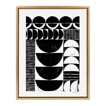 Sylvie Modern Circular Block Print Framed Canvas by Statement Goods