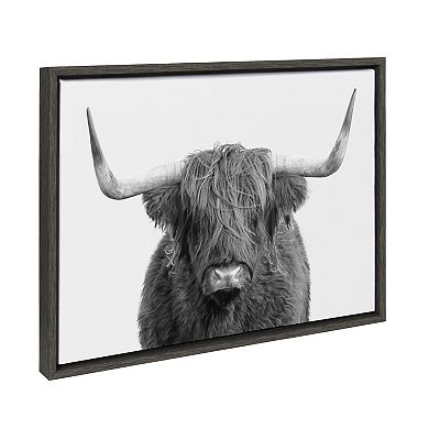 Sylvie Highland Cow Portrait Framed Canvas by Amy Peterson Art Studio