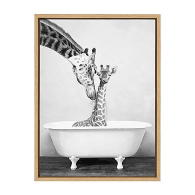 Sylvie Giraffe In Tub Framed Canvas by Amy Peterson Art Studio
