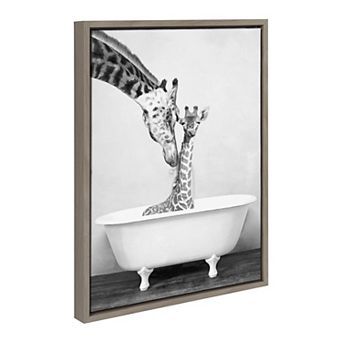 Sylvie Giraffe In Tub Framed Canvas by Amy Peterson Art Studio