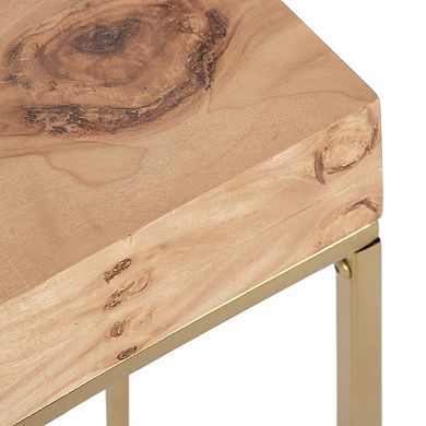 Karlsen Wood and Metal Slim Side Table 16x8x24