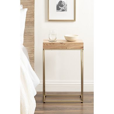 Karlsen Wood and Metal Slim Side Table 16x8x24