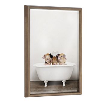 Blake Three Little Pigs in Vintage Bathtub Framed Printed Glass by Amy Peterson Art Studio