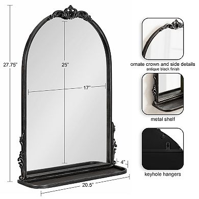 Myrcelle Arched Wall Mirror with Shelf