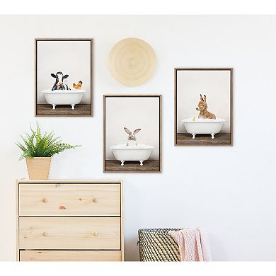 Sylvie Bunny in Rustic Bath Framed Canvas by Amy Peterson Art Studio