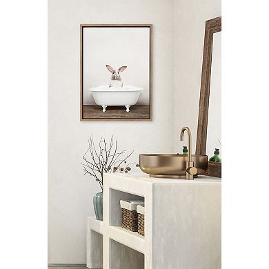 Sylvie Bunny in Rustic Bath Framed Canvas by Amy Peterson Art Studio