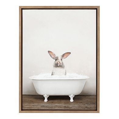 Sylvie Bunny in Rustic Bath Framed Canvas by Amy Peterson Art Studio