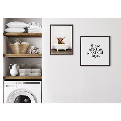 Sylvie Highland Cow in Tub Color Framed Canvas by Amy Peterson Art Studio