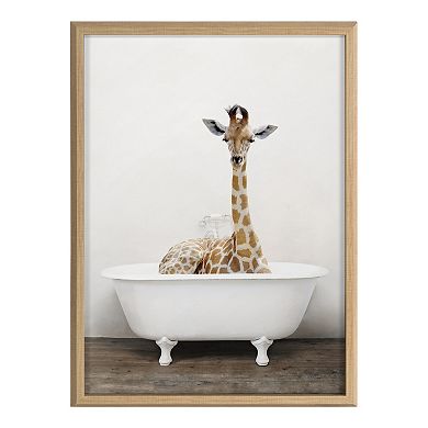 Blake Giraffe 2 in Tub Color Framed Printed Glass by Amy Peterson Art Studio