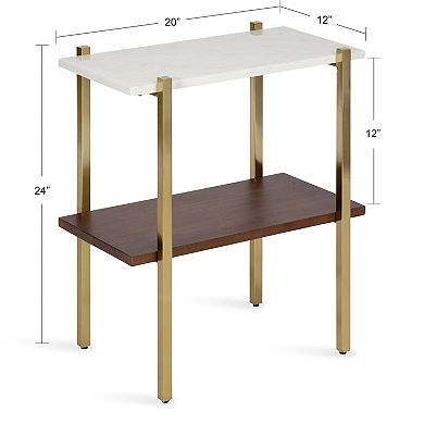 Abcott Wood and Metal Side Table 20x12x24
