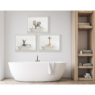 Sylvie Zebra In Bubble Bath Neutral Style Framed Canvas by Amy Peterson Art Studio