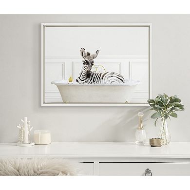 Sylvie Zebra In Bubble Bath Neutral Style Framed Canvas by Amy Peterson Art Studio
