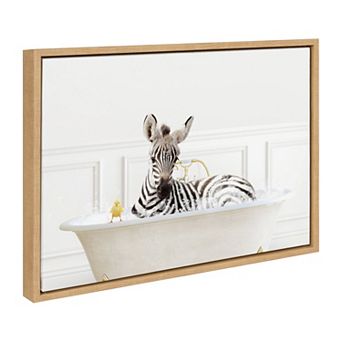 Sylvie Zebra In Bubble Bath Neutral Style Framed Canvas by Amy Peterson Art Studio