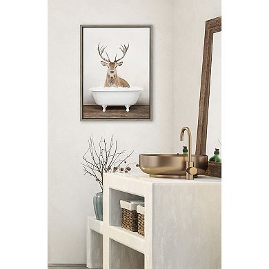 Sylvie Male Deer in Rustic Bath Framed Canvas by Amy Peterson Art Studio