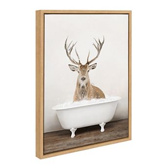 Sylvie Male Deer in Rustic Bath Framed Canvas by Amy Peterson Art Studio
