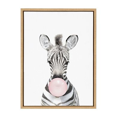 Sylvie Bubble Gum Zebra Framed Canvas by Amy Peterson Art Studio