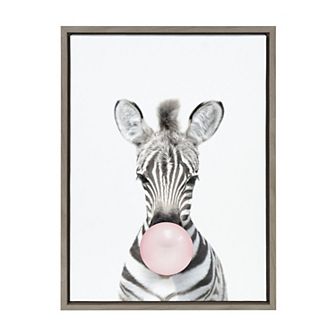Sylvie Bubble Gum Zebra Framed Canvas by Amy Peterson Art Studio