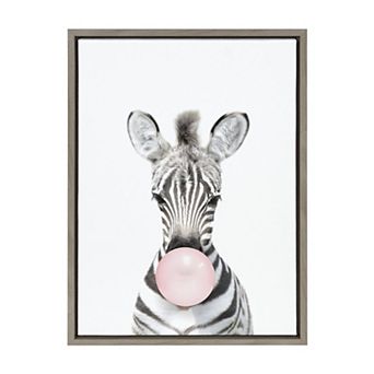 Sylvie Bubble Gum Zebra Framed Canvas by Amy Peterson Art Studio