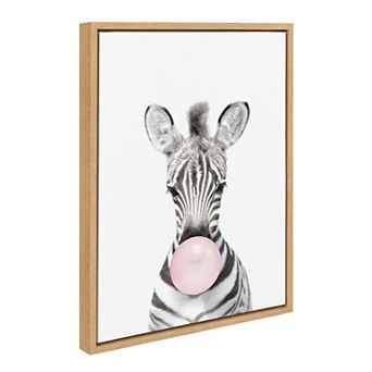 Sylvie Bubble Gum Zebra Framed Canvas by Amy Peterson Art Studio