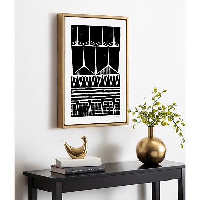Sylvie Modern Block Print Framed Canvas by Statement Goods