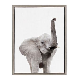 Sylvie Young Elephant Framed Canvas by Amy Peterson