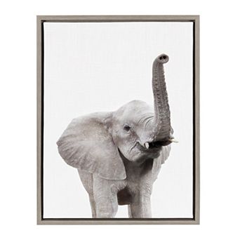 Sylvie Young Elephant Framed Canvas by Amy Peterson