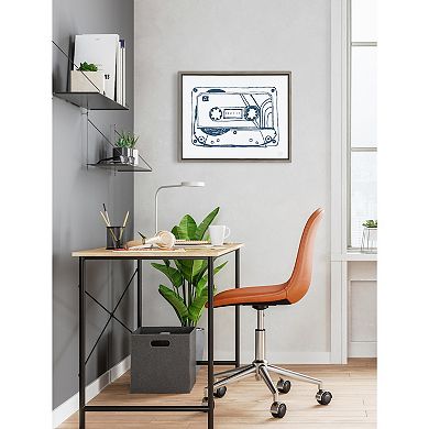 Sylvie Cassette Illustration Framed Canvas by Statement Goods