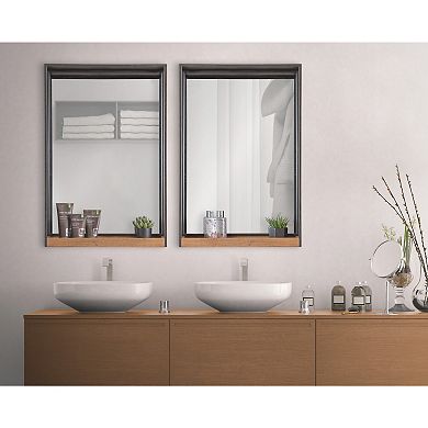 Mehta Wood and Metal Shelf Mirror