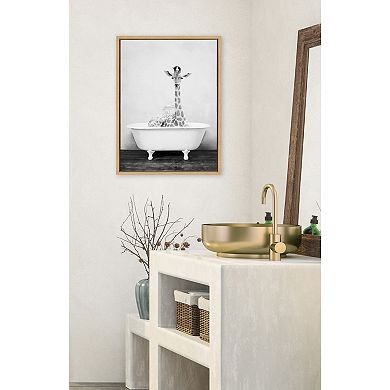 Sylvie Giraffe 2 in the Tub Framed Canvas by Amy Peterson Art Studio