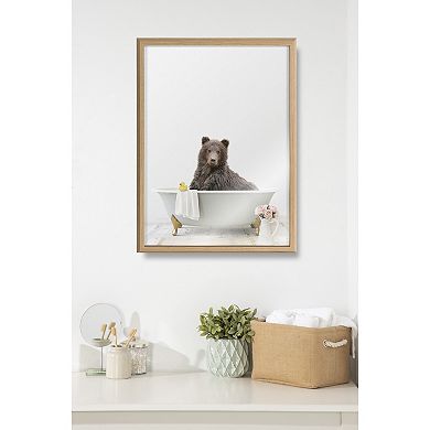 Blake Bear Cottage Bathroom Framed Printed Glass by Amy Peterson Art Studio
