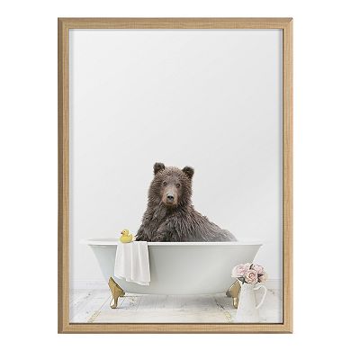 Blake Bear Cottage Bathroom Framed Printed Glass by Amy Peterson Art Studio